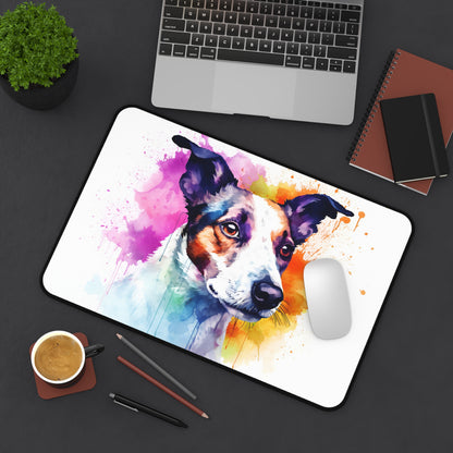 "Jack Russell terrier desk mat brings joy to workspace, keeps you organized and stylish"