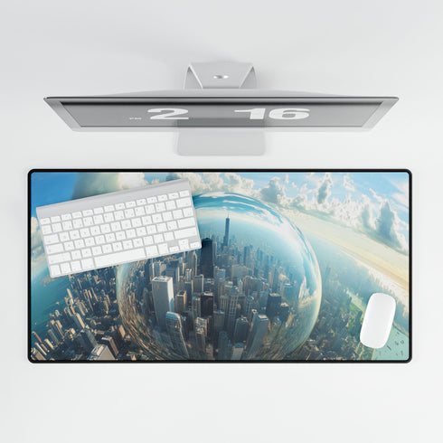 Glass City Hovering Above Earth — XL & XXL Desk Mat — Product Detail View 5
