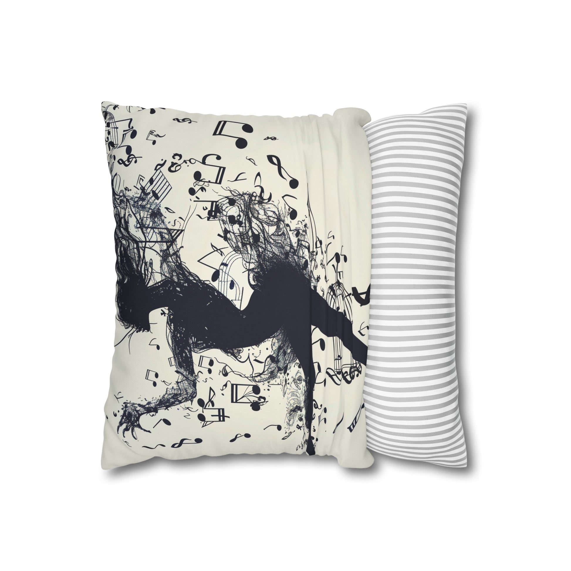 "Graceful dancer silhouette and musical notes pillowcase, high-quality and stylish, perfect for all seasons, makes a great gift - Dancing Notes Pillowcase"