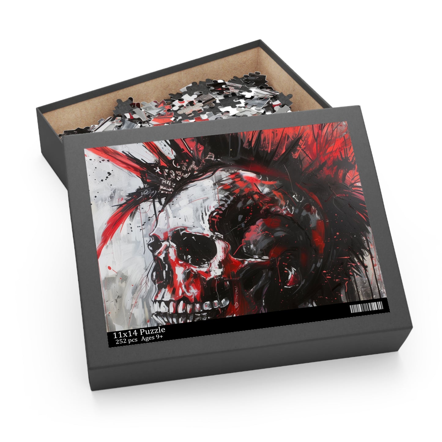 "Edgy Punk Rock Skull Jigsaw Puzzle with Intricate Details and Vibrant Colors"