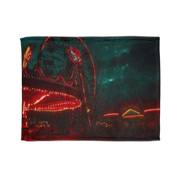 Haunted Carnival on Another Planet — Plush Fleece Throw Blanket — Full Flat Artwork View