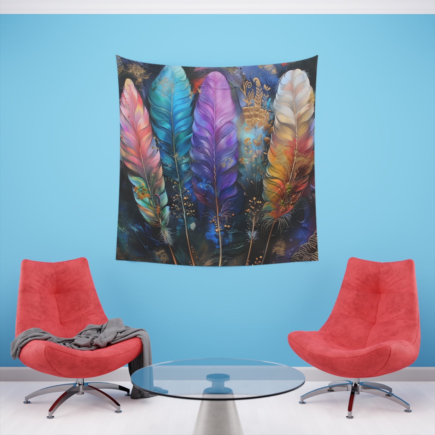 Feather Soul: A Bohemian Tapestry | Wall Tapestry | All Over Print, AOP, Decor, Halloween, Home & Living, Home Decor, Indoor, Spring Essentials, Sublimation, Tapestry | Prints with Passion