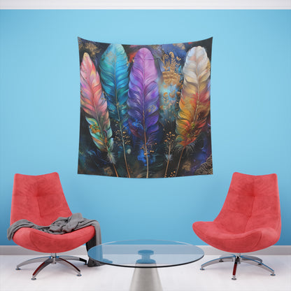 Feather Soul: A Bohemian Tapestry | Wall Tapestry | All Over Print, AOP, Decor, Halloween, Home & Living, Home Decor, Indoor, Spring Essentials, Sublimation, Tapestry | Prints with Passion