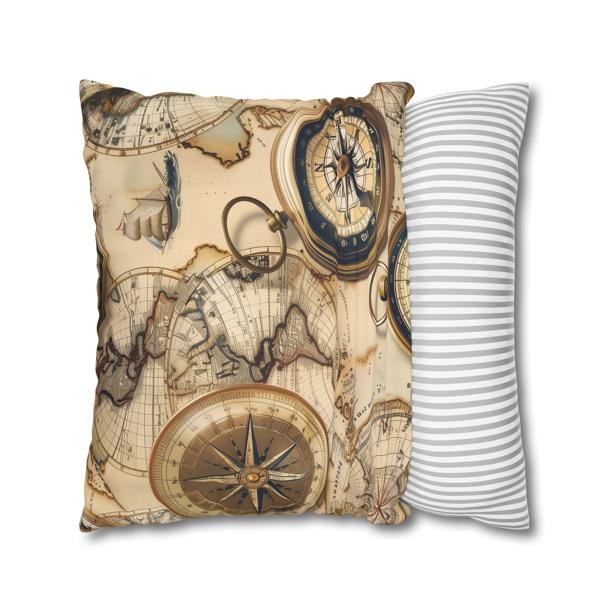 "Vintage Maps Pillow Case Set with intricate old-world maps pattern for a comfortable night's sleep"