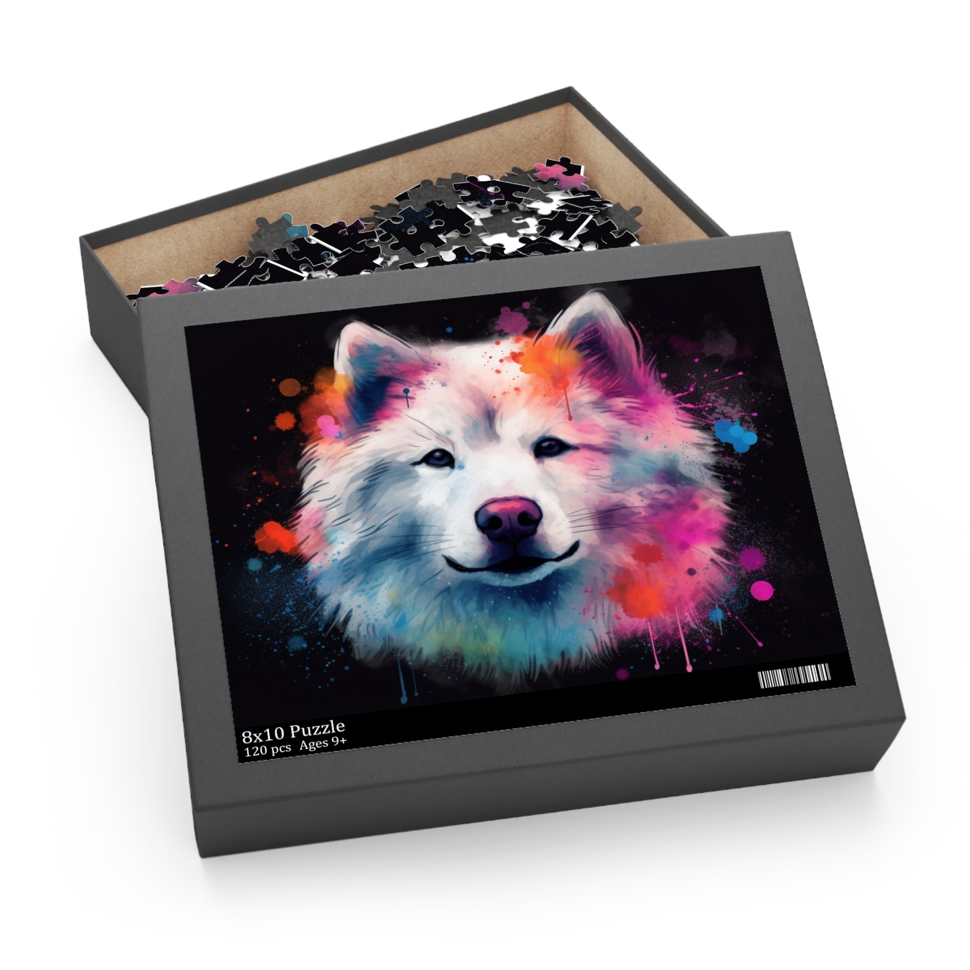 "Adorable Samoyed jigsaw puzzle - cute and challenging fun for all ages"