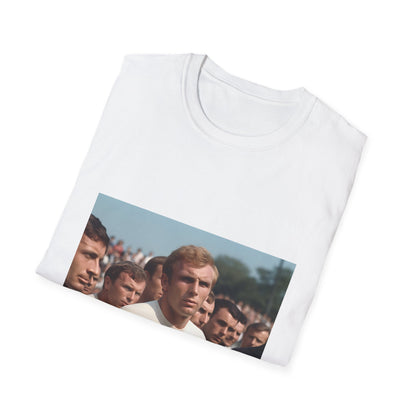 Alt text: "A Captain's Legacy: The Spirit of '66 T-shirt featuring Bobby Moore, England's World Cup-winning captain in 1966, capturing the spirit of historic triumph and national pride"