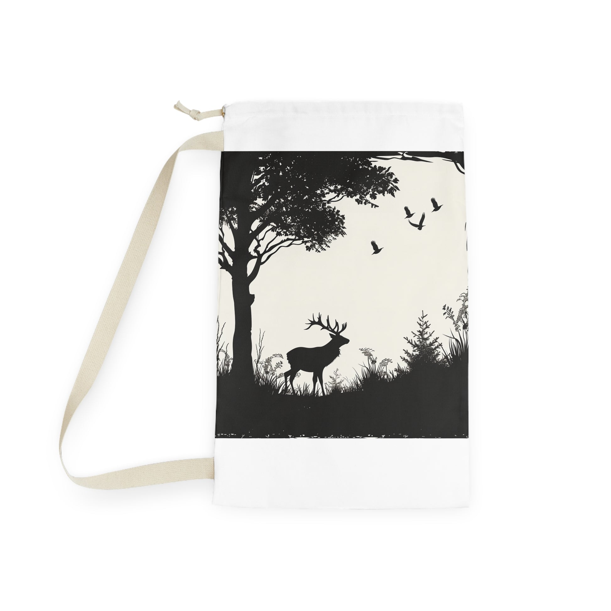 Wildlife Silhouette Laundry Bag - Nature-inspired laundry essential for eco-conscious individuals