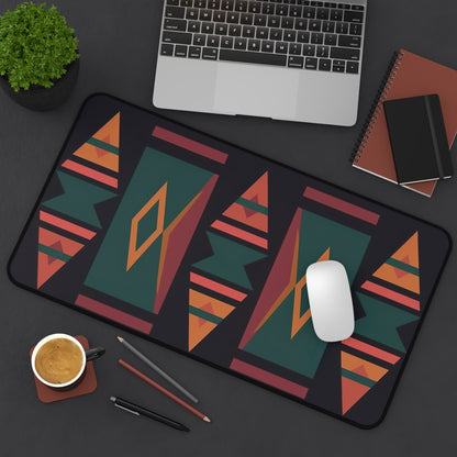 "Vibrant Aztec style desk mat, elevate your workspace with culture and creativity"