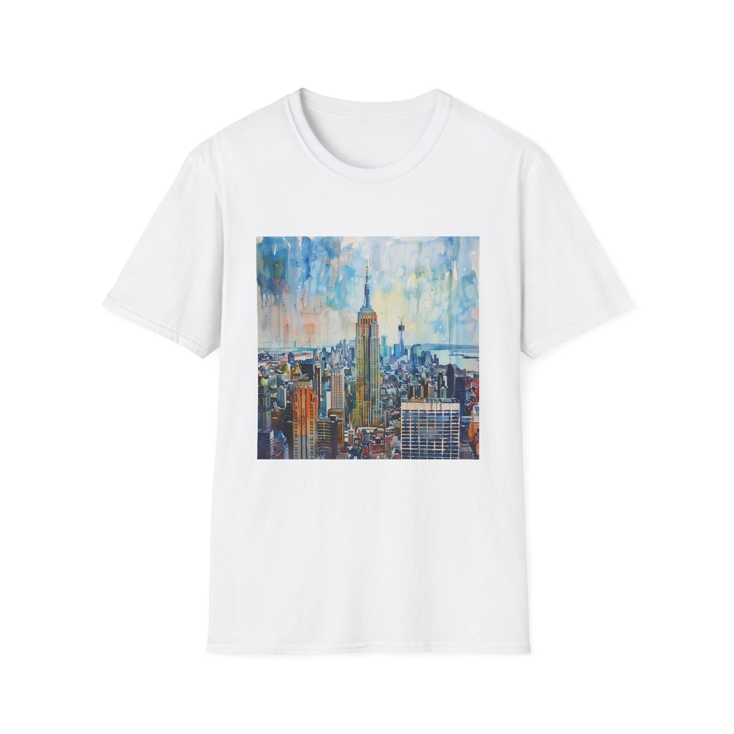 New York City's Soaring Dream: The Empire State Building Watercolor T-shirt