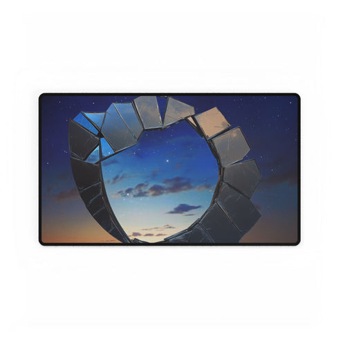 Shattered Mirror Reflecting Stars — XL & XXL Desk Mat — Gaming & Workspace Desk Setup View
