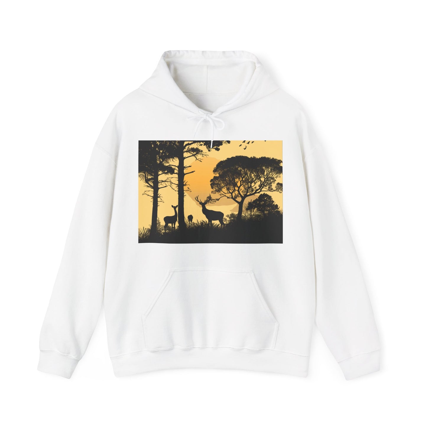 Whispering Pines: Embrace the Tranquility of the Forest in This Delicate Deer Silhouette Hoodie