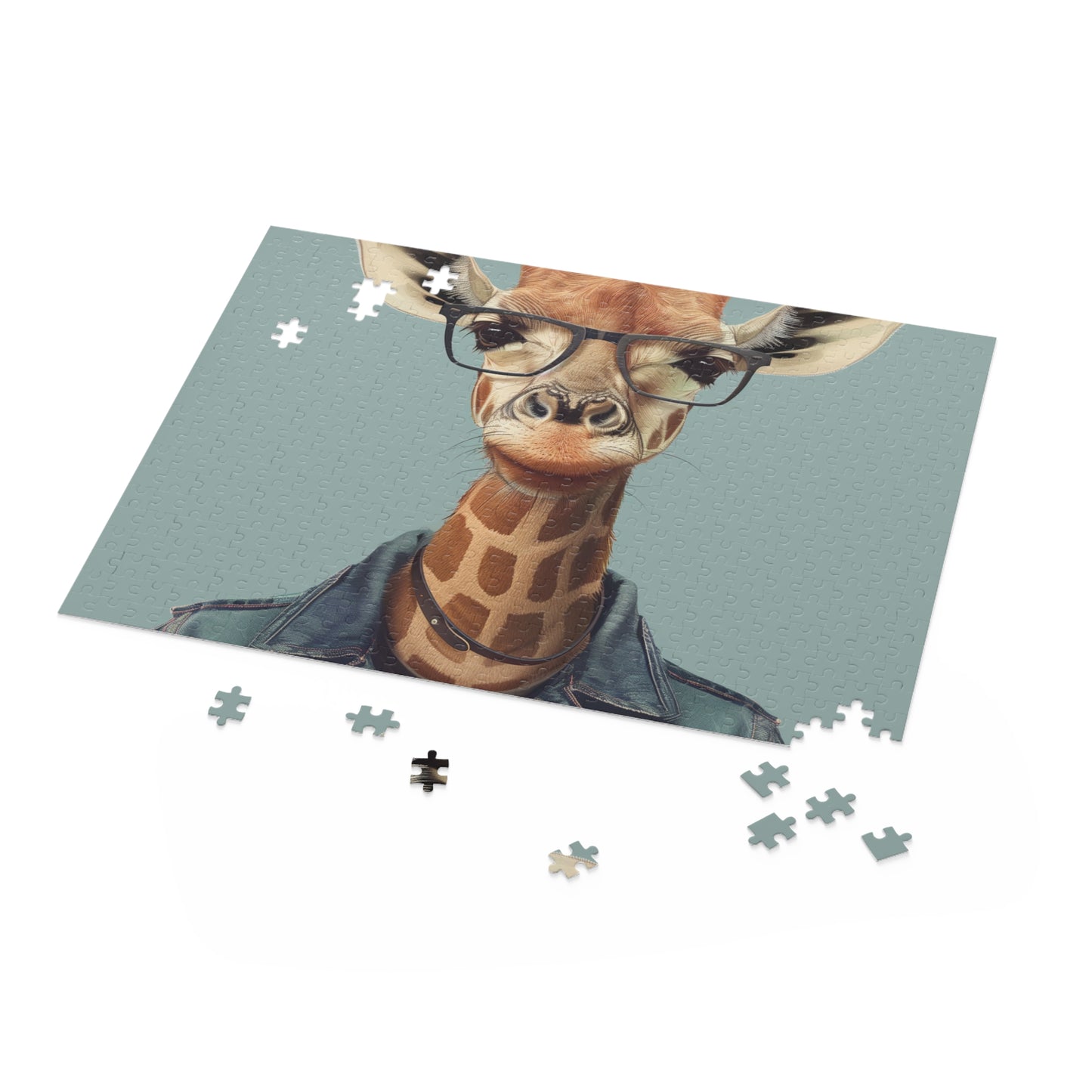 "Colorful Giraffe Hipster Puzzle with Speckled Specs for Animal Lovers and Enthusiasts"