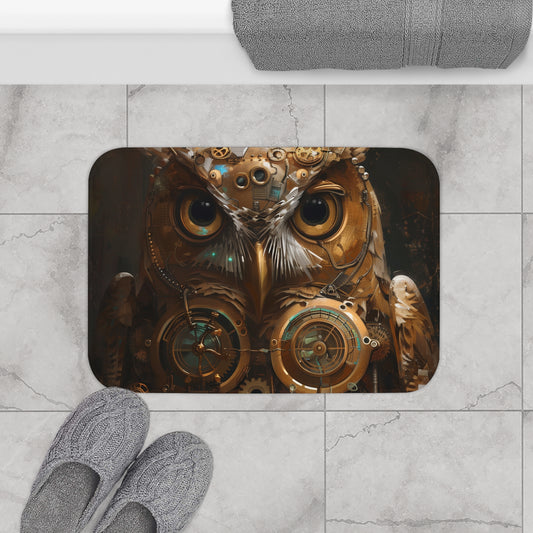 Clockwork Owl Bath Mat | Bath Mats | Bath, Bathroom, Home & Living, Indoor, Sublimation | Prints with Passion