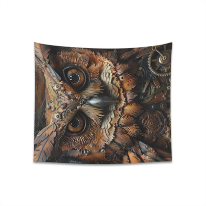 Steampunk Owl Tapestry: Vintage Industrial Charm for Your Home - High-Quality, Stylish, and Perfect for All Seasons - Makes a Great Gift - Available in 2 Sizes