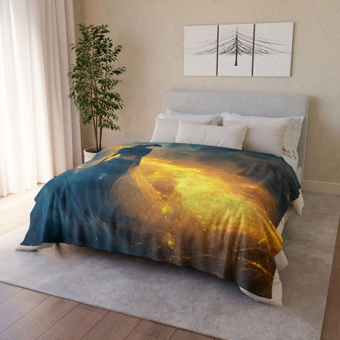 Dream Weaver Creating World from Light — Plush Fleece Throw Blanket — Product Detail View 12