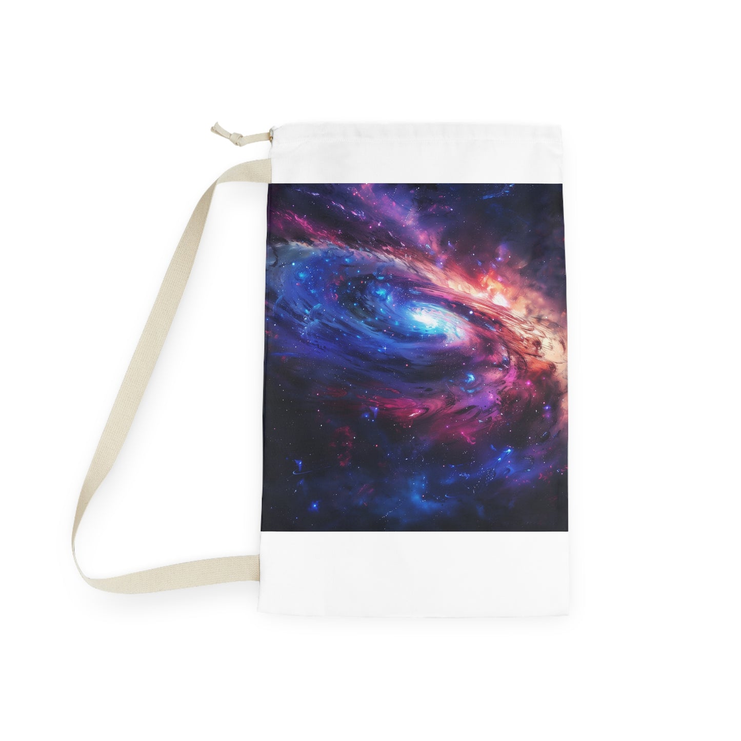 "Neon Galaxy Laundry Bag - Vibrant cosmic pattern for out-of-this-world laundry day experience"