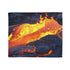 Lava Flowing from Floating Volcano — Plush Fleece Throw Blanket — Draped Over Sofa & Bed Lifestyle View