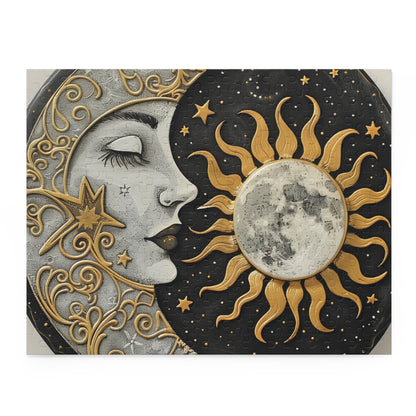 Mandala Sun Moon Puzzle - Find serenity with this intricate jigsaw puzzle of sun and moon design.