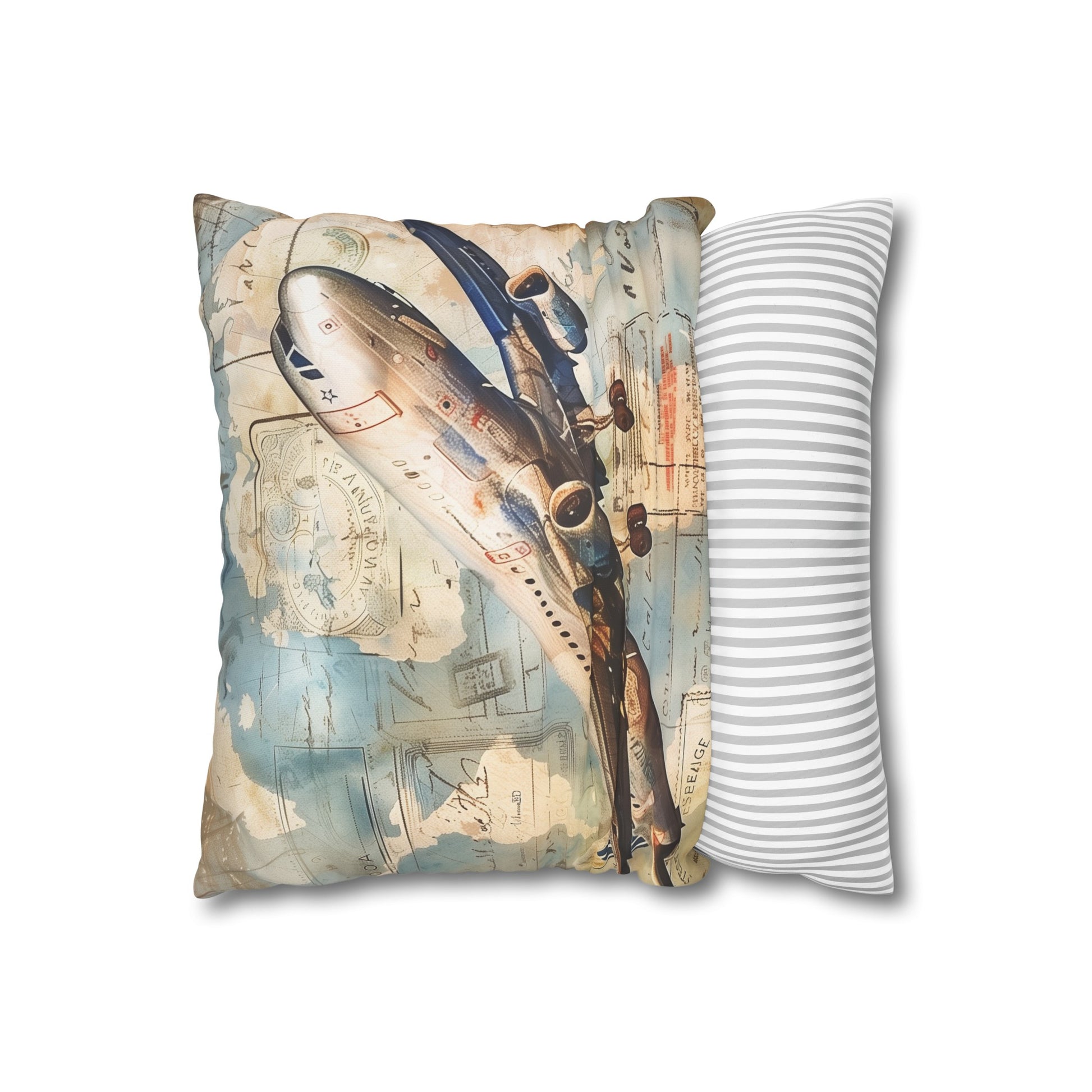 "Vintage airplane pillowcase for dreamers, high-quality material, comfortable and stylish, perfect for all seasons, makes a great gift. Shop now!"