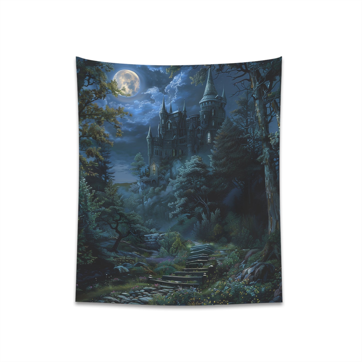 "Enchanting Castle in the Moonlight Fantasy Tapestry, High Quality, Perfect for All Seasons - BenCPrints"