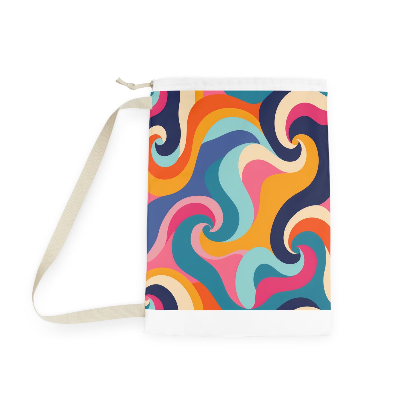 Stylish Retro Waves Laundry Bag - Vibrant pattern for easy laundry day organization