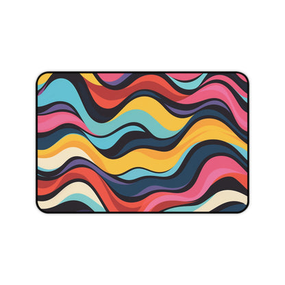 Colorful Retro Waves Desk Mat for Vibrant Workspaces - Protects Desk from Scratches and Spills