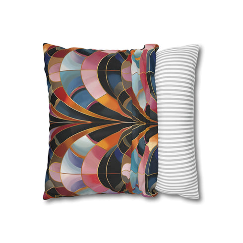 Art Deco Gold & Emerald Geometric Square Cushion Cover - View 4 | Prints With Passion