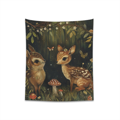 "Whispers of the Woods: A Creature Tapestry - Adorable woodland creatures in a lush forest scene, high-quality and perfect for all seasons"