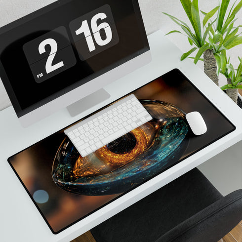 Glass Eye Watching Galactic Core (Edition II) — XL & XXL Desk Mat — 3mm Non-Slip Natural Rubber Base Detail