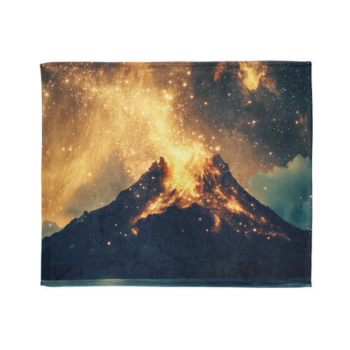 Inverted Volcano Raining Stardust — Plush Fleece Throw Blanket — Draped Over Sofa & Bed Lifestyle View