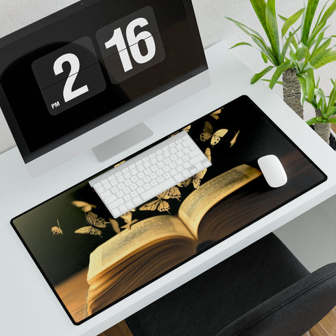 Book with Words Turning into Butterflies Gaming XXL Extended Desk Mat