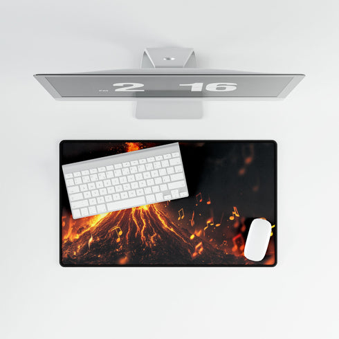 Volcano Erupting into Music Notes — XL & XXL Desk Mat — Product Detail View 8