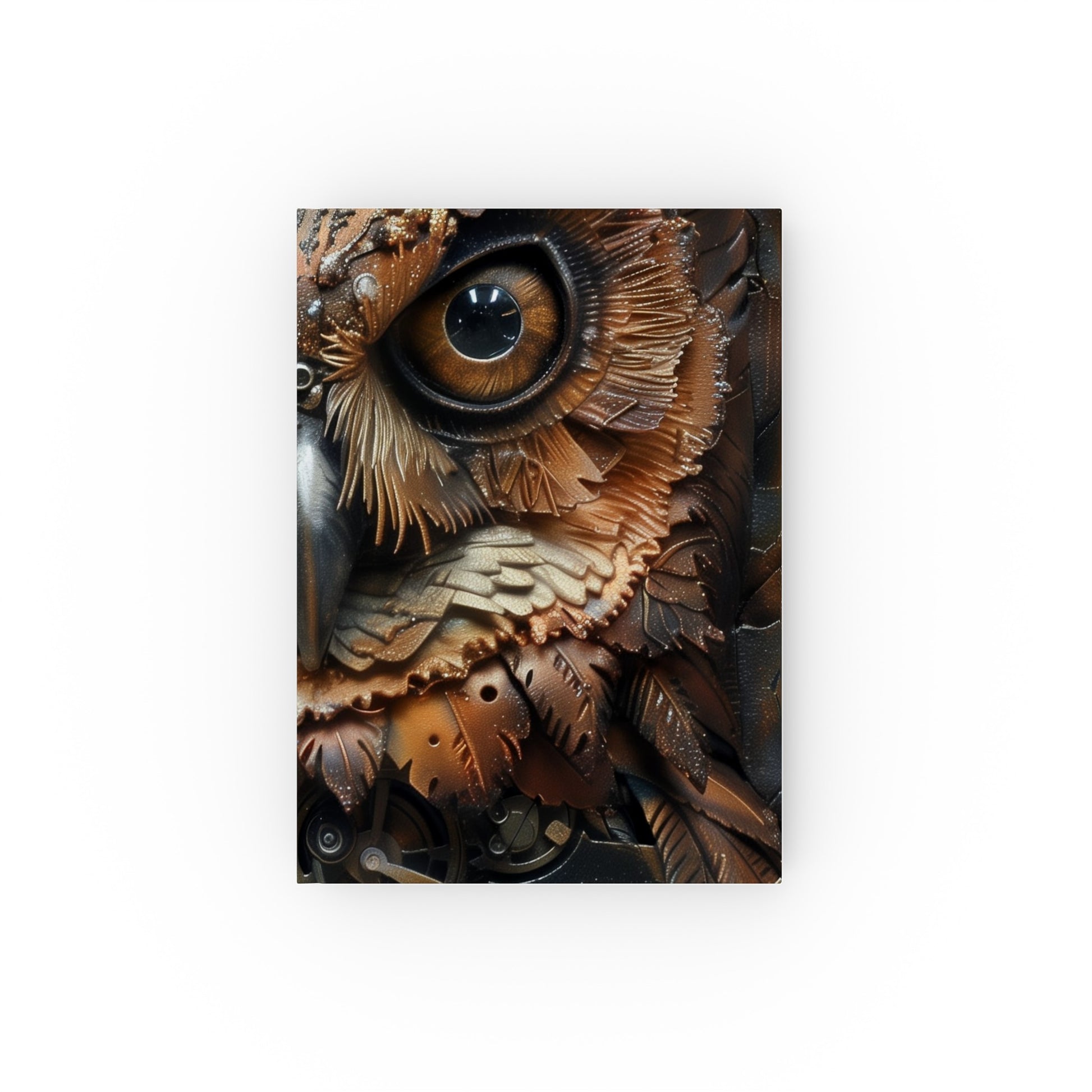 Steampunk owl journal with gears and goggles design - perfect for capturing inventive thoughts and fantastical creations!