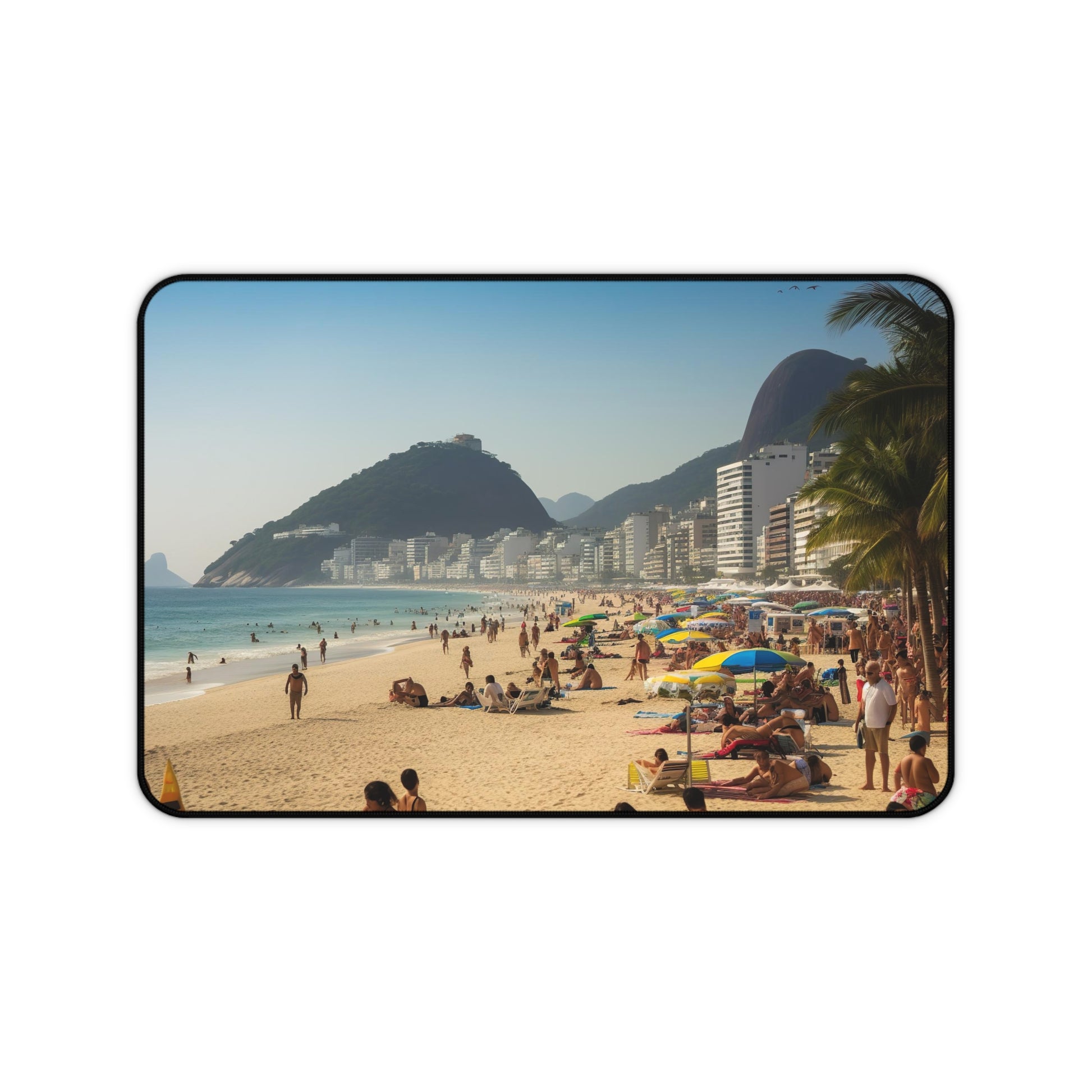 "Rio Beach Desk Mat - Tropical desk accessory to protect workspace with vibrant Rio Beach design"