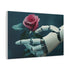 Cyber Roses Blooming from Robotic Hands Stretched Canvas Wall Art