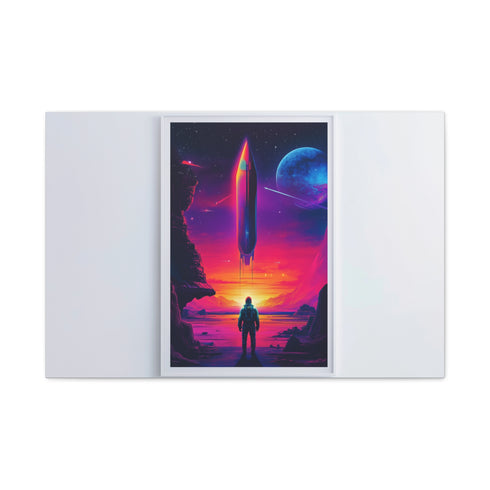 Epic Retro Sci-Fi Space Opera Nebula — Canvas Wall Art — Living Room Wall Lifestyle View