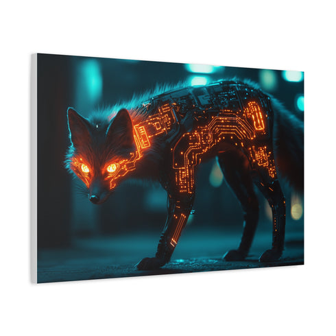 Cyber Fox with Glowing Circuitry — Canvas Wall Art — Product Detail View 6