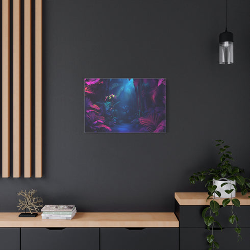 Neon Lit Jungle with Glowing Fauna — Canvas Wall Art — Product Detail View 8