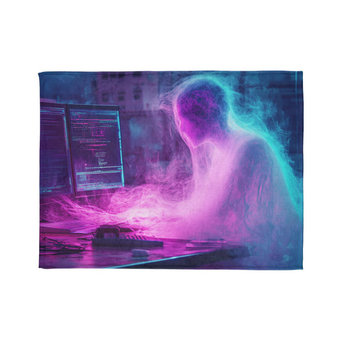 Data Ghost Drifting through Abandoned Plush Fleece Throw Blanket