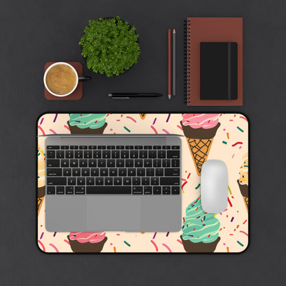 "Sprinkle Cone Desk Mat - Colorful ice cream cone pattern for ice cream lovers"