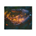 Cyborg Hand Holding Fireflies — Plush Fleece Throw Blanket — Draped Over Sofa & Bed Lifestyle View