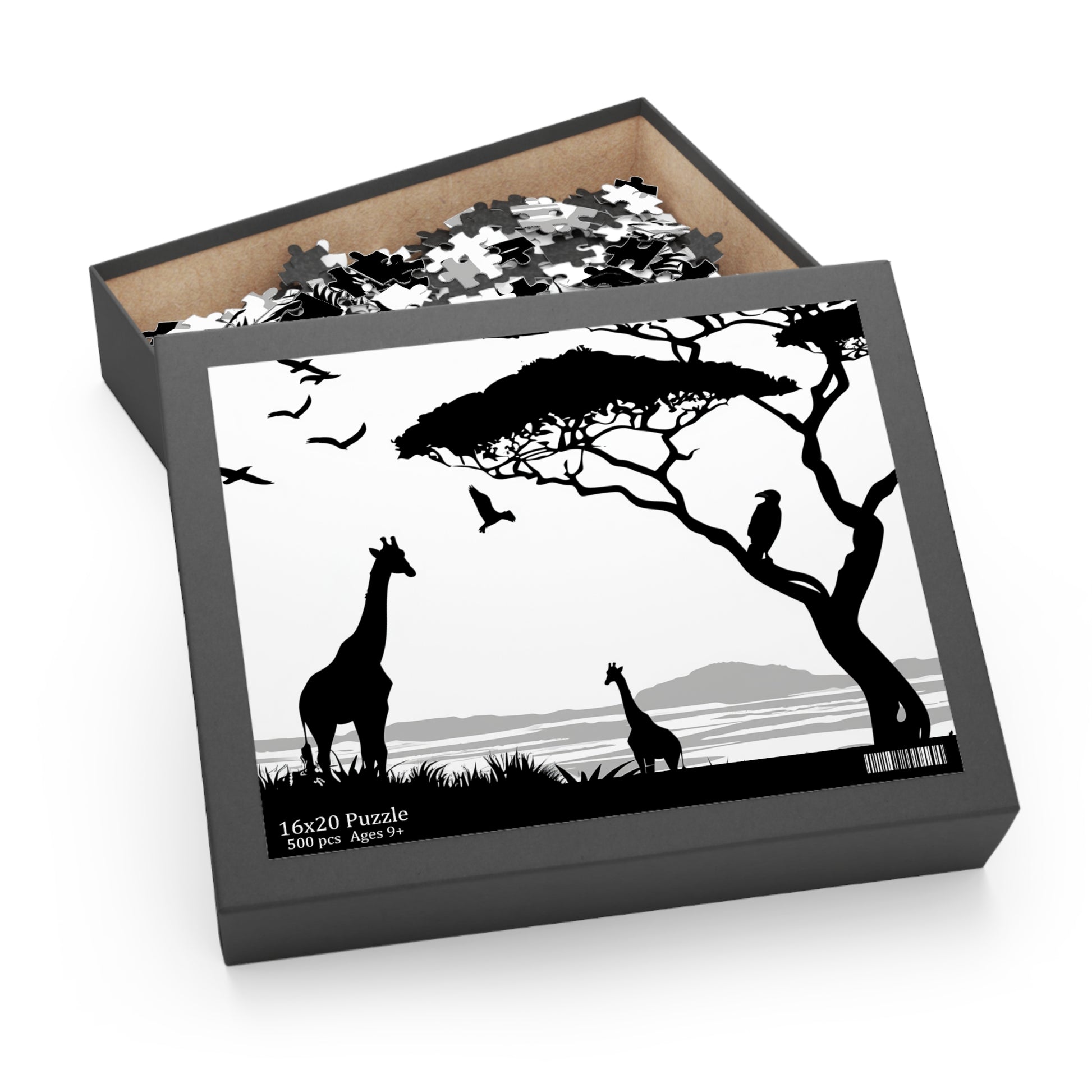 "Wildlife Silhouette Nature Jigsaw Puzzle - Intricate and calming animal illustrations in natural habitat for relaxation and mindfulness"