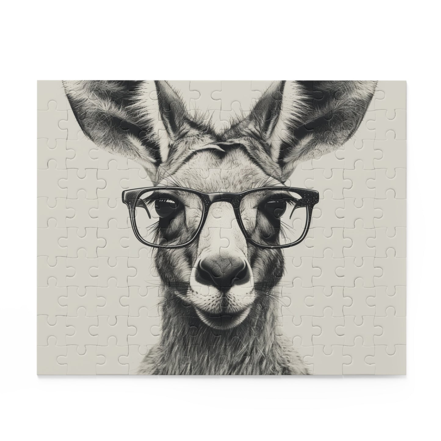 "Quirky Kangaroo Hipster Puzzle with Stylish Glasses Design for Fun Puzzling Experience"