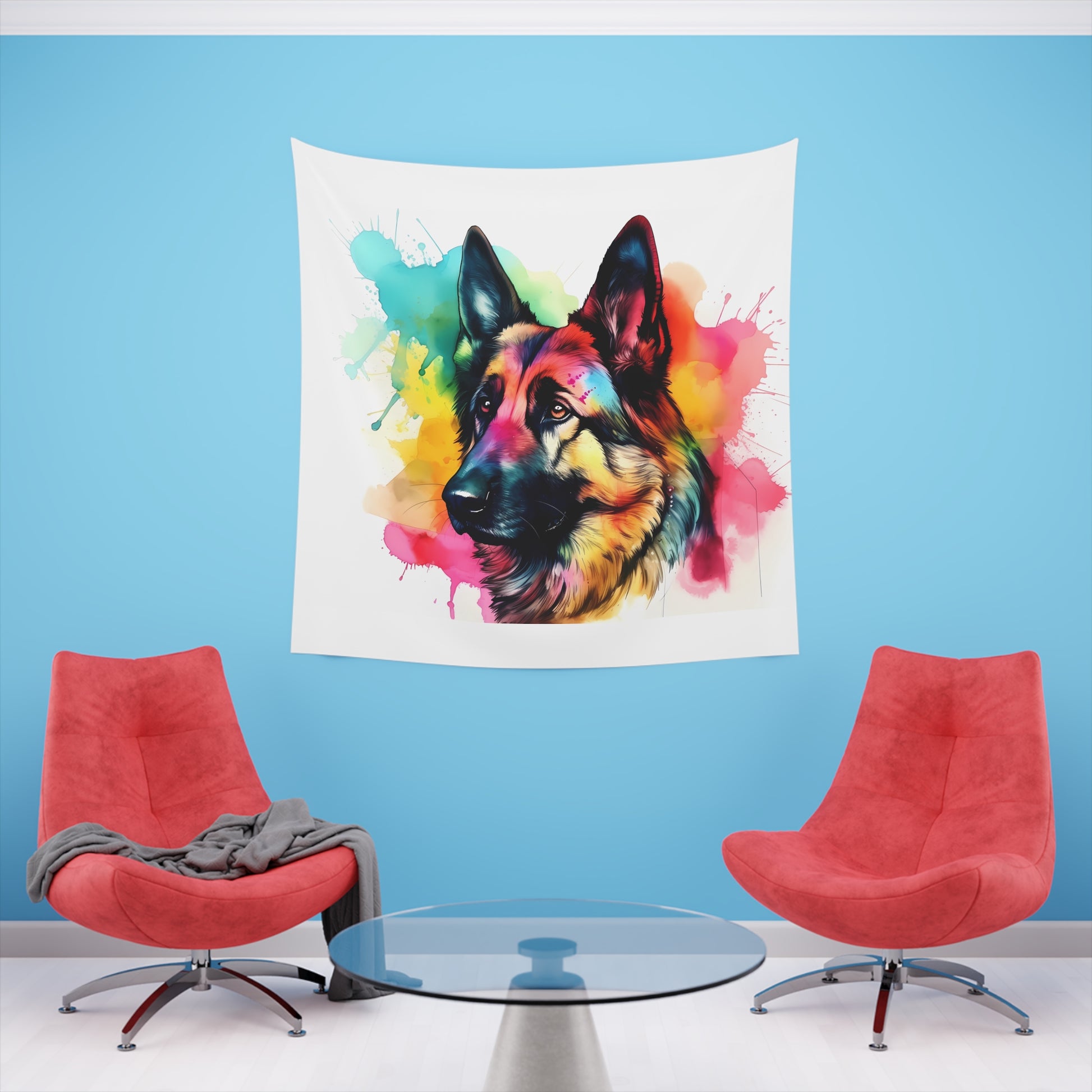 German Shepherd Majesty: A Tapestry of Strength and Grace | Wall Tapestry | All Over Print, AOP, Decor, Halloween, Home & Living, Home Decor, Indoor, Spring Essentials, Sublimation, Tapestry | Prints with Passion