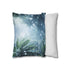 Digital Snow Falling in Tropical Jungle (Edition II) — 40×40 Cushion Cover — Soft Brushed Fabric Texture Close-Up