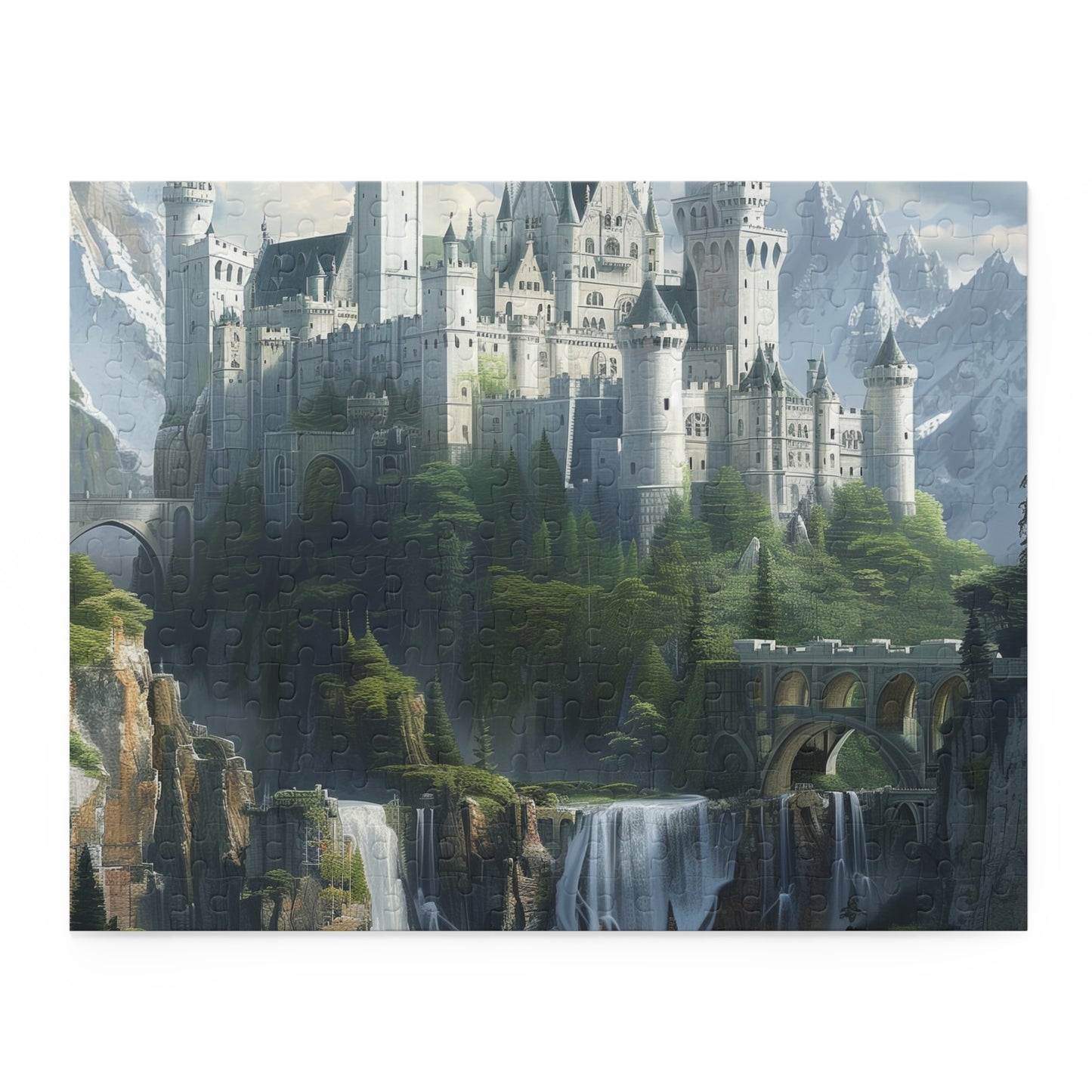 "Enchanted Castle Fantasy Jigsaw Puzzle - Piece together dreamy fairy-tale fortress scene for all ages"