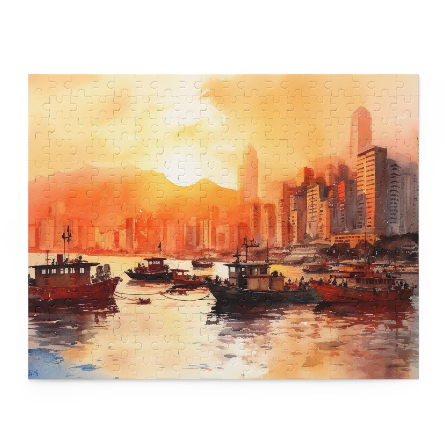 "Explore Hong Kong Skyline Jigsaw Puzzle - vibrant cityscape for all levels of puzzlers"