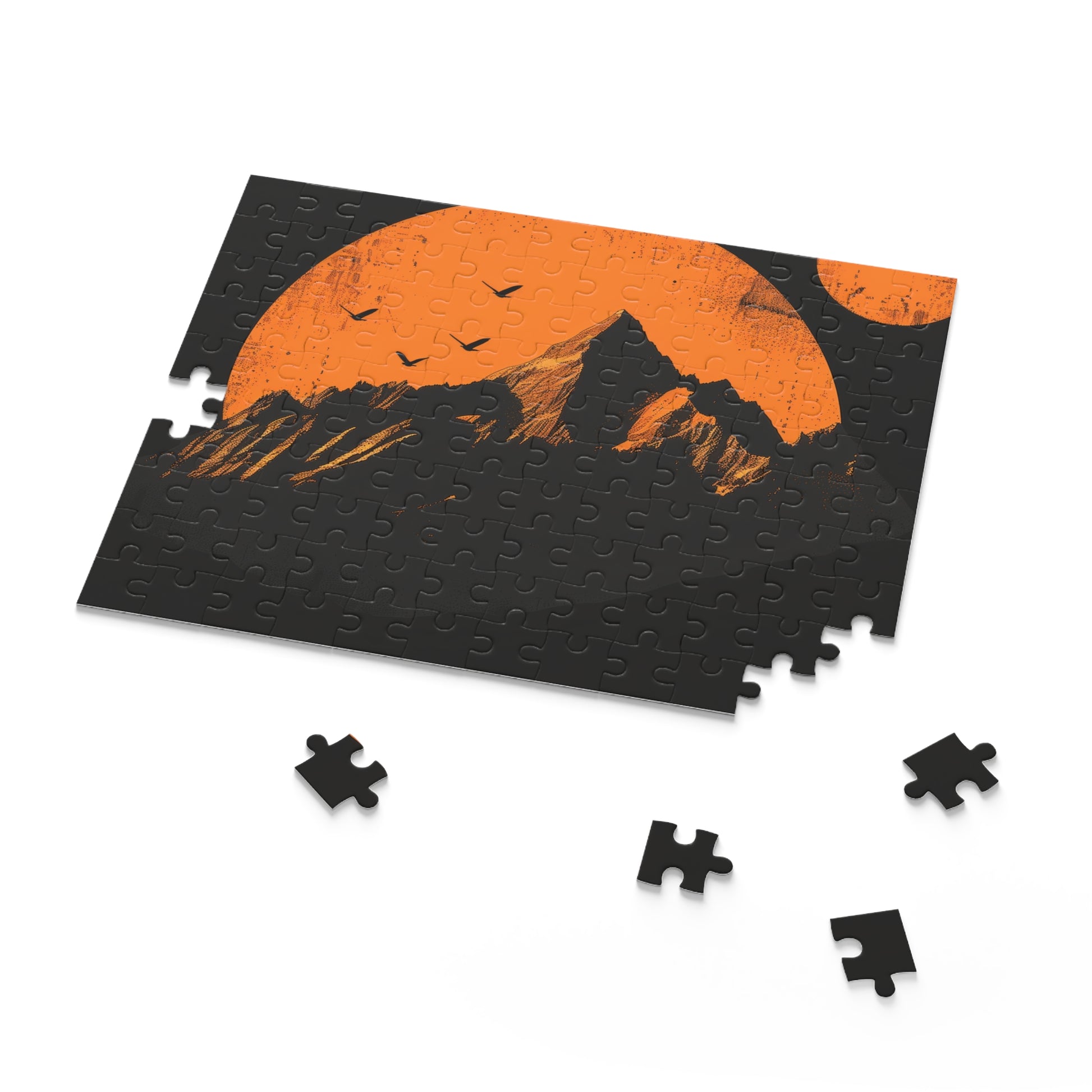 "Serene mountain sunrise jigsaw puzzle for relaxation and mindfulness"