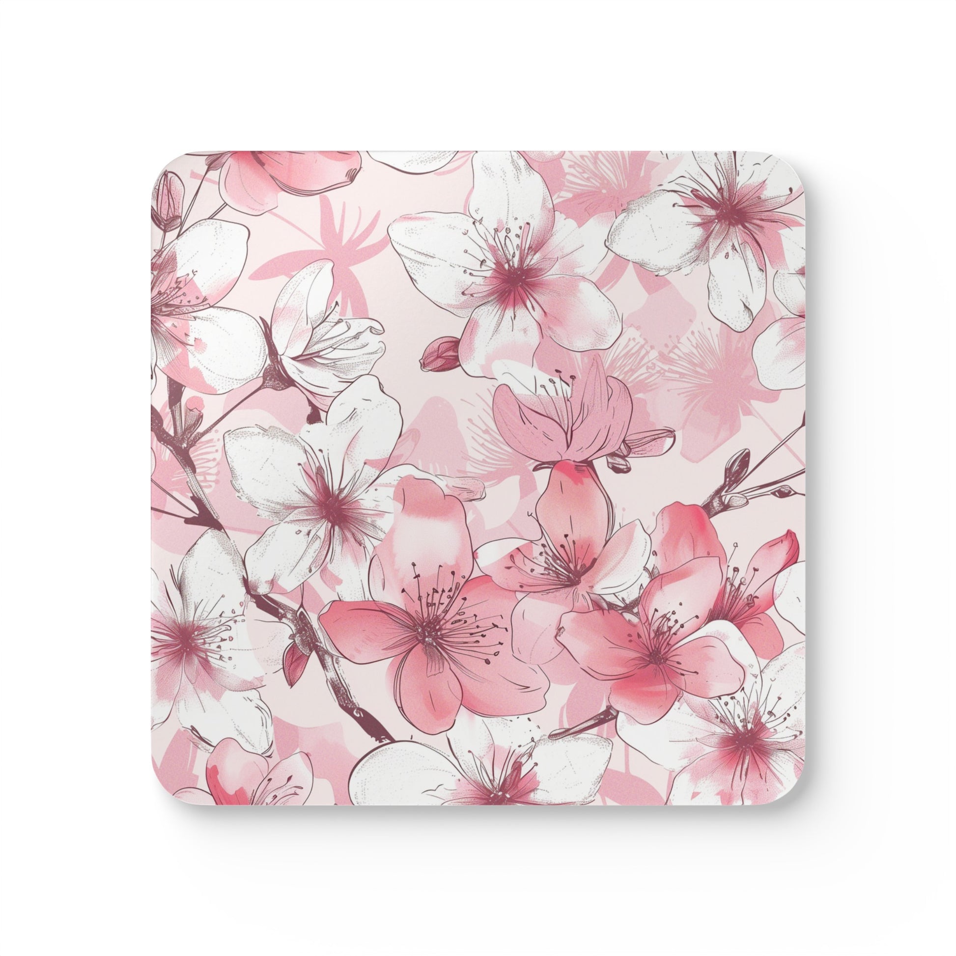 Cherry Blossom Corkwood Coaster Set: Elegant & EcoFriendly | Home Decor | Accessories, Coasters, Desk, Kitchen, Kitchen Accessories, Sublimation, Summer Picks | Prints with Passion