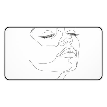 "Stylish Minimalist Face Desk Mat for Modern Workspaces - Line Art Design"